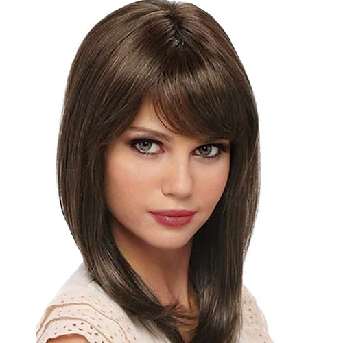 

Blonde Short Bob Wig with Bangs for Women 14 Inch Short Straight Synthetic Hair Wigs 613 Blonde Bob Wig for Party Daily Use