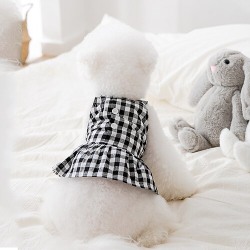 

Dog Cat Dress Plaid / Check Fashion Cute Holiday Casual / Daily Dog Clothes Puppy Clothes Dog Outfits Soft Black Red Yellow Costume for Girl and Boy Dog Cloth S M L XL 2XL