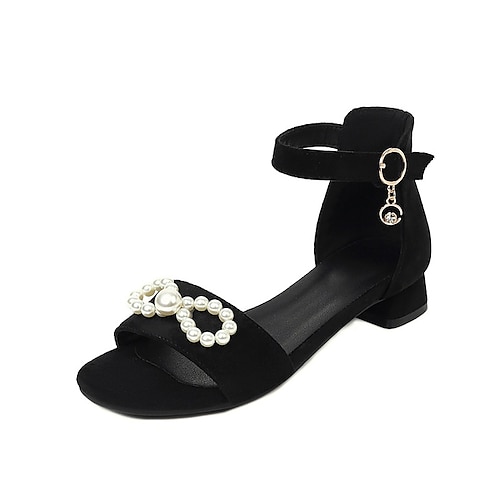 

Girls' Sandals Loafers Slip-Ons Cosplay Flower Girl Shoes Suede School Shoes Big Kids(7years ) Christmas Party Buckle Almond Black Rosy Pink Fall Summer