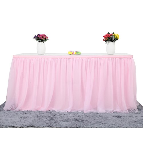 

6ft Party Wedding Decoration Hotel Conference Tablecloth Wedding Mesh Table Skirt Cake Table Skirt Dessert Table Tutu Yarn