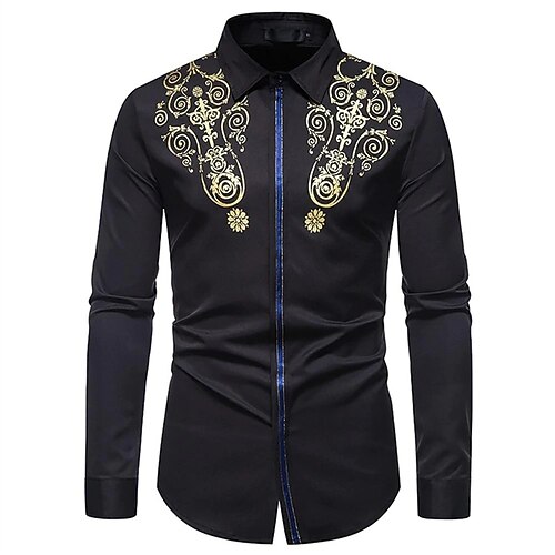 

Men's Shirt Graphic Turndown Casual Daily Button-Down Long Sleeve Tops Casual Fashion Breathable Comfortable Black