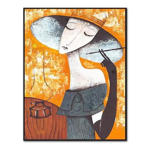 

Mintura Handmade Oil Painting On Canvas Wall Art Decoration Modern Abstract Girl Pictures For Home Decor Rolled Frameless Unstretched Paintings