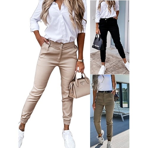 

Women's Pants Side Pockets Elastic Waistband Solid Color Sport Athleisure Bottoms Breathable Soft Comfortable Everyday Use Street Casual Athleisure Daily Activewear / Micro-elastic
