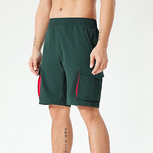 

Men's Casual Casual / Sporty Active Shorts Cargo Shorts Pocket Elastic Waist Knee Length Pants Sports Outdoor Casual Micro-elastic Solid Color Breathable Quick Dry Mid Waist Black Green Black Army