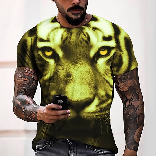 

Men's Tee T shirt Tee 3D Print Graphic Round Neck Casual Daily 3D Print Short Sleeve Tops Fashion Designer Cool Comfortable Green Blue Gray