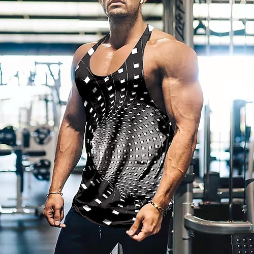

Men's Running Tank Top 3D Print Sleeveless Tee Tshirt Athletic Breathable Quick Dry Moisture Wicking Gym Workout Running Active Training Sportswear Activewear White / Black Blue Red / Stretchy