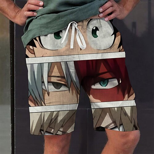 

Inspired by My Hero Academia Boko No Hero Bakugou Katsuki Shoto Todoroki Deku Beach Shorts Board Shorts Cotton Blend Anime Elastic Drawstring Design Front Pocket Shorts For Men's