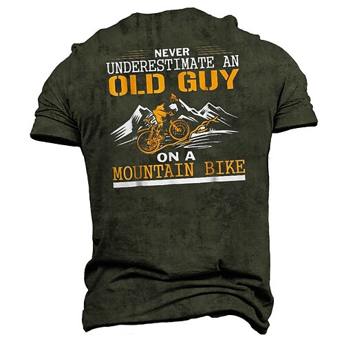 

Men's Unisex T shirt Tee 3D Print Graphic Prints Bicycle Letter Crew Neck Street Daily Print Short Sleeve Tops Casual Designer Big and Tall Sports Black Army Green Dark Gray