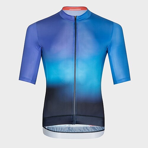 

21Grams Men's Cycling Jersey Short Sleeve Bike Top with 3 Rear Pockets Mountain Bike MTB Road Bike Cycling Breathable Quick Dry Moisture Wicking Reflective Strips Blue Gradient Polyester Spandex