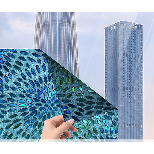 

58120cm European-style Electrostatic Glass Stickers Shading Stickers Bathroom Bathroom Frosted Window Renovation Stickers Blue