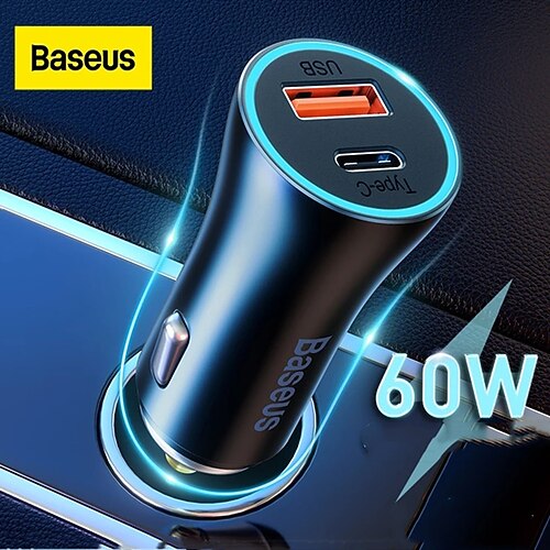 

Baseus 60W Car Charger Fast Charge USB Type C PD Fast Car Phone Charger