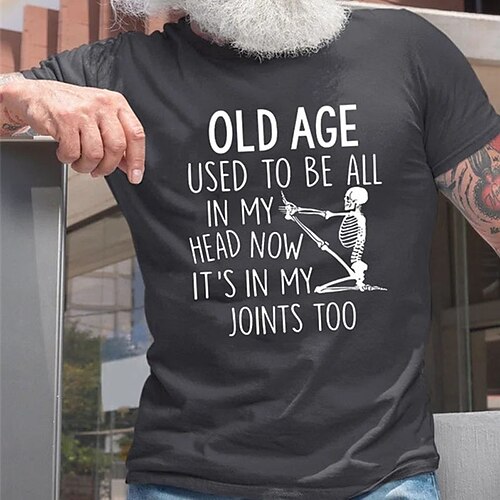 

Men's T shirt Hot Stamping Graphic Skull Letter Crew Neck Street Casual Print Short Sleeve Tops Basic Fashion Classic Comfortable Black Dark Gray Navy Blue