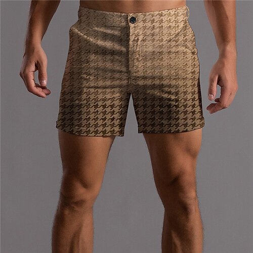 

Men's Fashion Designer Shorts Chino Shorts 3D Print Pocket Short Pants Business Casual Micro-elastic Lattice Gradient Comfort Soft Mid Waist Brown M L XL XXL 3XL