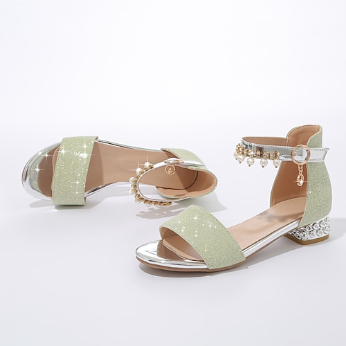 

Girls' Sandals Cosplay Flower Girl Shoes PU Flower Girl Shoes Big Kids(7years ) Christmas Party Buckle Green Rosy Pink Beige Fall Summer