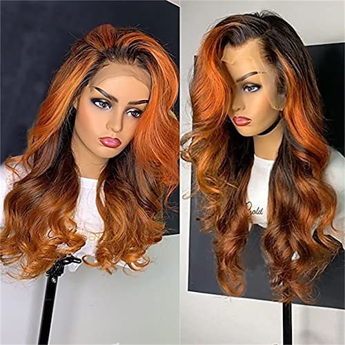 

Lace Front Wigs Human Hair 13x4 Ginger Wig Lace Front Human Hair 150% Ombre Lace Front Wigs Human Hair Brazilian Wavy HD Lace Frontal Wigs Human Hair Pre Plucked with Baby Hair 8-30 Inch