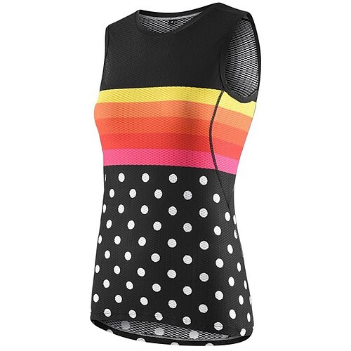 

21Grams Women's Cycling Vest Sleeveless Mountain Bike MTB Road Bike Cycling Black Polka Dot Bike Breathable Quick Dry Moisture Wicking Reflective Strips Back Pocket Polyester Spandex Sports Polka Dot