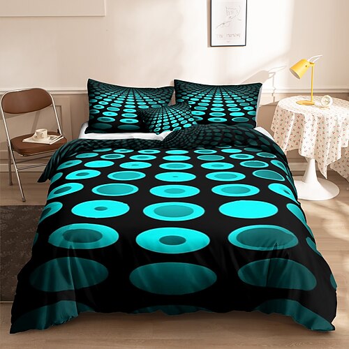 

3D Printed 3-Piece Duvet Cover Set Hotel Bedding Sets Comforter Cover with Soft Lightweight Microfiber, Include 1 Duvet Cover, 2 Pillowcases (1 Pillowcase for Twin/Single)