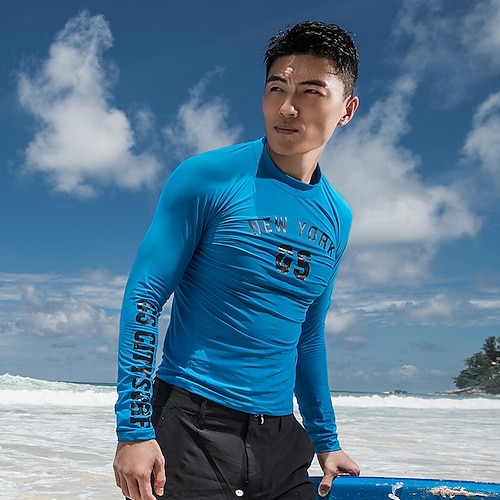 

GSOU SNOW Men's Rash Guard Swim Shirt UV Sun Protection UPF50 Breathable Long Sleeve Swimming Surfing Beach Water Sports Solid Colored Spring Summer / Stretchy / Quick Dry / Lightweight / Quick Dry