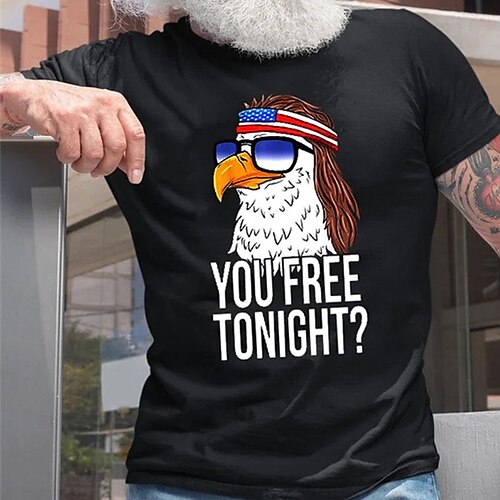 

Men's T shirt Tee Hot Stamping Cartoon Graphic Eagle Crew Neck Street Casual Print Short Sleeve Tops Basic Fashion Classic Comfortable Black Dark Gray Navy Blue