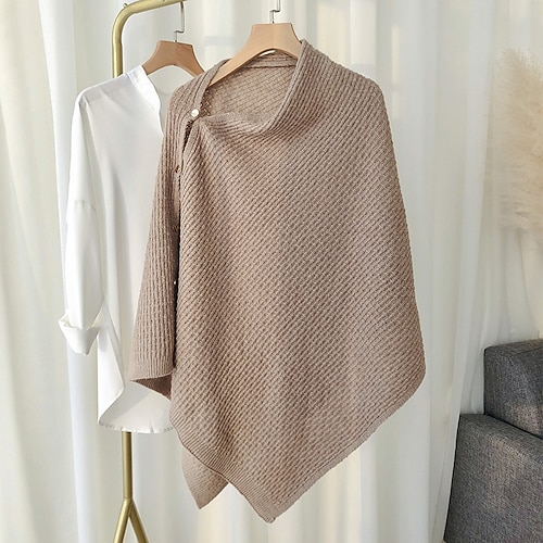 

Women's Jumper Ribbed Knit Button Knitted Pure Color Turtleneck Stylish Elegant Work Daily Spring Summer Camel Khaki One-Size / Sleeveless / Sleeveless / Regular Fit / Going out