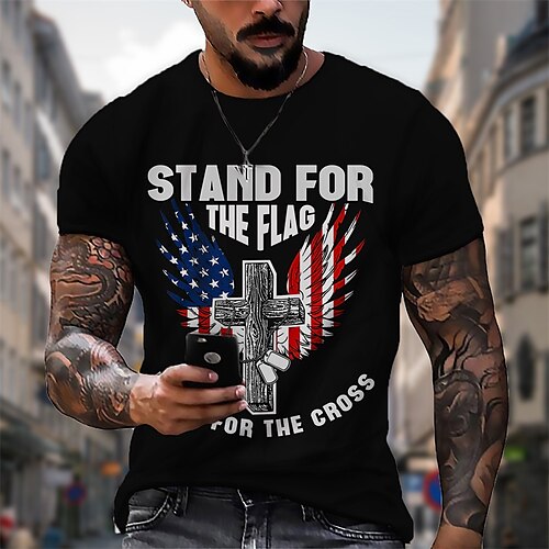 

Men's T shirt Tee Cool Shirt Graphic National Flag Crew Neck Print Outdoor Casual Short Sleeve Print Clothing Apparel Fashion Designer Vintage Novelty