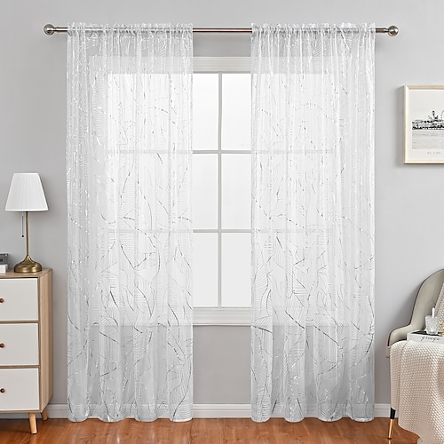 

Basic Rod Pocket Sheer Voile Window Curtain White 1 Panel for Kitchen Bedroom Children Living Room Yard