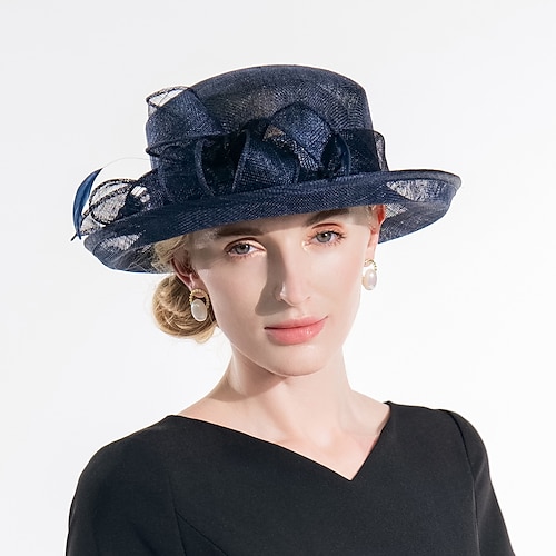 

Elegant Sweet Flax Hats with Feather / Bowknot / Pure Color 1PC Party / Evening / Casual / Melbourne Cup Headpiece
