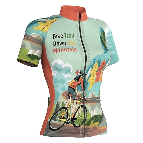 

21Grams Women's Cycling Jersey Short Sleeve Bike Top with 3 Rear Pockets Mountain Bike MTB Road Bike Cycling Breathable Quick Dry Moisture Wicking Reflective Strips Green Graphic Polyester Spandex
