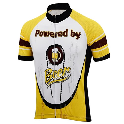 

21Grams Men's Cycling Jersey Short Sleeve Bike Top with 3 Rear Pockets Mountain Bike MTB Road Bike Cycling Breathable Quick Dry Moisture Wicking Reflective Strips Yellow Polyester Spandex Sports
