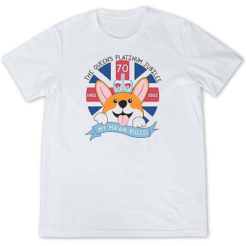 

Platinjubiläum der Königin 2022 Elisabeth 70 Jahre Britischer Corgi T-Shirt-Ärmel Zurück zur Schule Muster Grafik T-shirt Für Herren Damen Unisex Erwachsene Heißprägen 100% Polyester