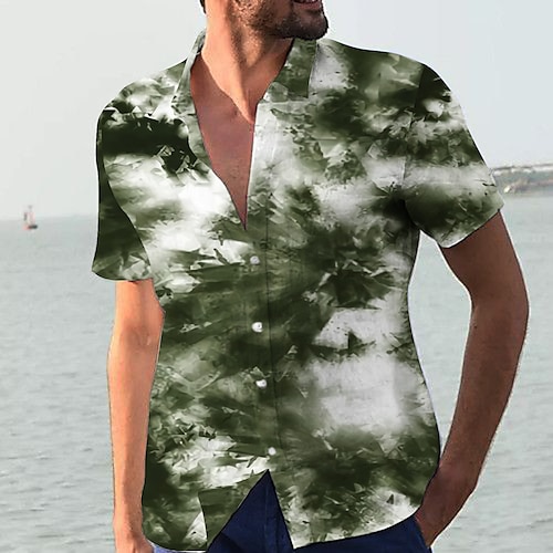 

Hombre Camisa Tie-dye Cuello Vuelto Verde Trébol Print Exterior Calle Manga Corta Abotonar Estampado Ropa Moda Design Casual Transpirable / Verano / Primavera / Verano