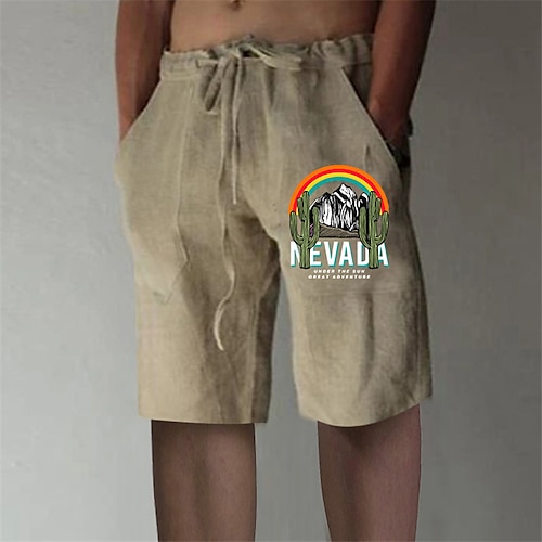 

Men's Stylish Designer Straight Shorts Elastic Waist Print Short Pants Sports Outdoor Daily Plants Graphic Prints Cotton Blend Comfort Breathable Mid Waist Khaki M L XL XXL 3XL / Summer / Beach