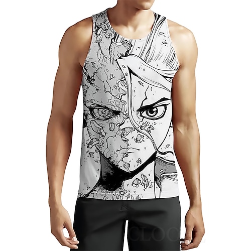 

Inspired by Dr Stone Ishigami Senku Cosplay Costume T-shirt 100% Polyester Pattern Harajuku Graphic Kawaii Vest For Men's / Sleeveless