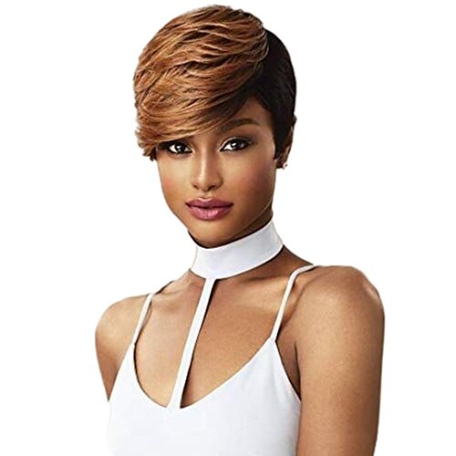 

Human Hair Wig Body Wave Pixie Cut Natural Black Adjustable Natural Hairline For Black Women Machine Made Capless Brazilian Hair All Natural Black #1B 6 inch Daily Wear Party & Evening