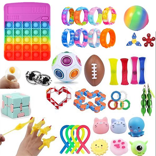 

Finger Toy Stress Reliever 67 pcs Portable Gift Cute Stress and Anxiety Relief Flexible Durable Non-toxic Mochi For Teen Adults' Men Boys and Girls Home Christmas Gifts Party Work Outdoor