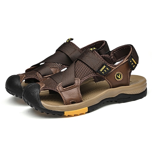 

Men's Sandals Casual Classic Daily Office Career PU Black Brown Spring Summer