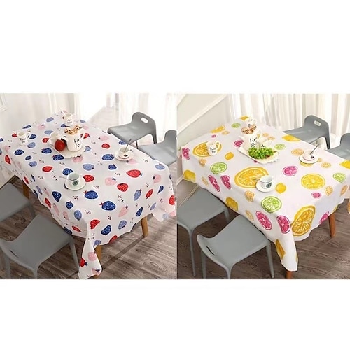 

2pcs Table Cloth PVC Waterproof Oilproof Dining Tablecloth Kitchen Decorative Rectangular Coffee Cuisine Party Table Cover Map