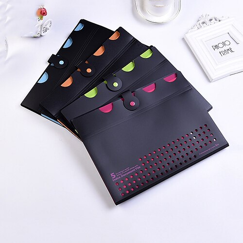 

Document Bag PP Waterproof Multicolor File Organizer A4 Size Receipts Documents