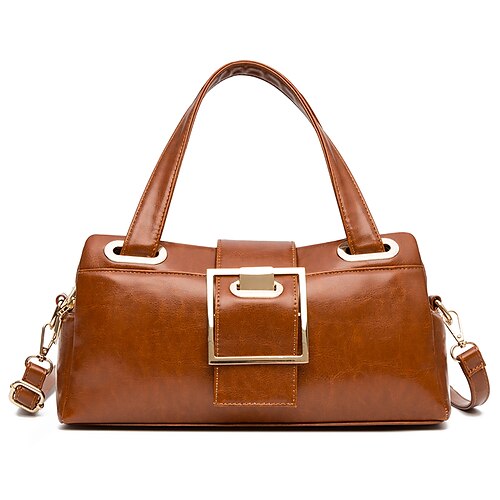 

Women's Top Handle Bag PU Leather Zipper Solid Color Going out Office & Career Dark Brown Wine Black Brown