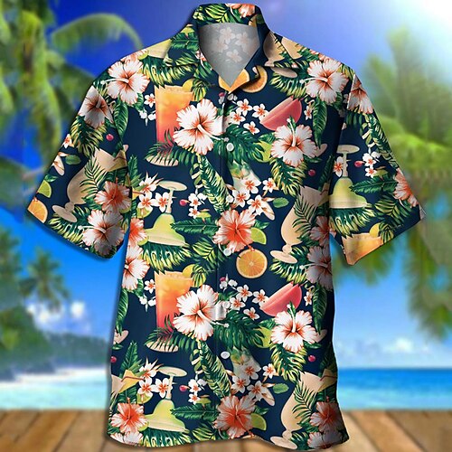 

Men's Shirt Floral Turndown Street Casual 3D Button-Down Tops Casual Fashion Breathable Comfortable Rainbow