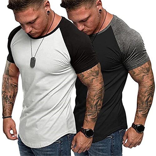 

Hommes 2 packs gym muscle t-shirts fitness entraînement baseball t-shirts