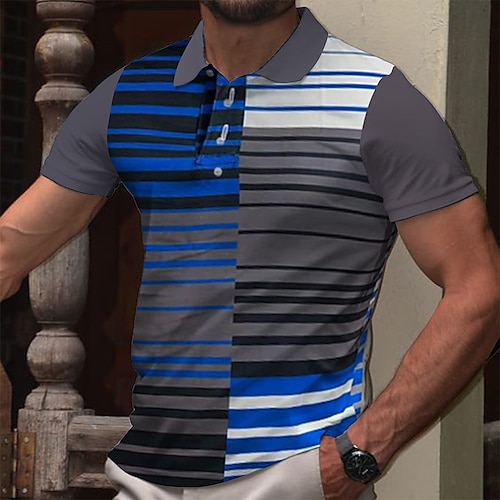 

Men's Collar Polo Shirt Golf Shirt Lattice Turndown Gray Black Hot Stamping Street Casual Short Sleeve Button-Down Print Clothing Apparel Sports Fashion Classic Comfortable / Summer / Summer