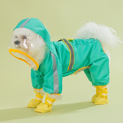 

Dog Cat Rain Coat Solid Colored Fashion Cute Holiday Casual / Daily Dog Clothes Puppy Clothes Dog Outfits Soft Light Yellow Black / White Green Costume for Girl and Boy Dog Waterproof Material XS S M