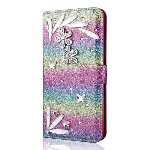 

Phone Case For Apple Wallet Card iPhone 13 Pro Max 12 11 SE 2022 X XR XS Max 8 7 Rhinestone with Stand Glitter Shine Glitter Shine PU Leather