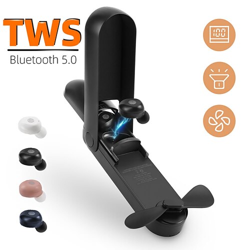 

F7 3 in 1 True Wireless Earbuds with Mini Fan Portable Flashlight Bluetooth5.0 Stereo with Charging Box Fast Charging for Apple Samsung Huawei Xiaomi MI Everyday Use Traveling Outdoor Mobile Phone