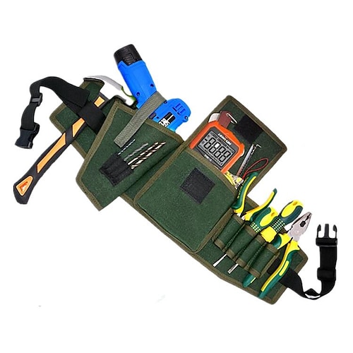 

Thickened Canvas Electric Drill Tool Waist Bag Shoulder Bag Water And Electricity Maintenance Worker Hardware Storage Bag Electrician Tool Bag