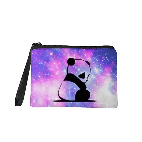 

Unisex Coin Purse Cosmetic Bag Pencil Cases Polyester Zipper Print 3D Shopping Daily Black