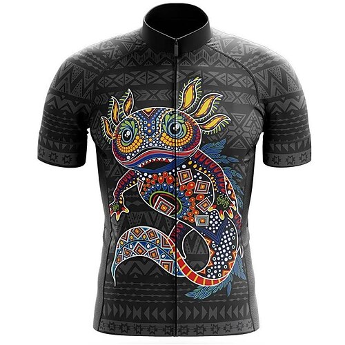 

21Grams Men's Cycling Jersey Short Sleeve Bike Top with 3 Rear Pockets Mountain Bike MTB Road Bike Cycling Breathable Quick Dry Moisture Wicking Reflective Strips Black Graphic Polyester Spandex