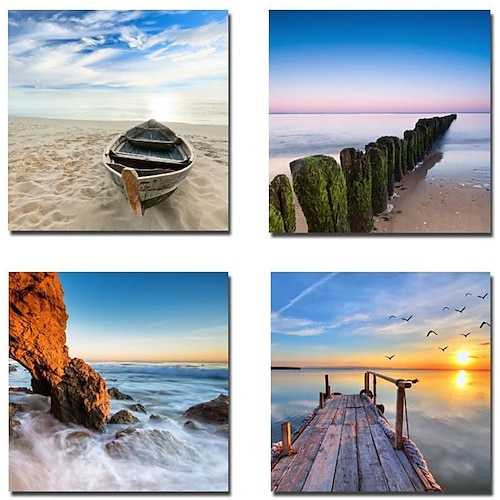 

Print Stretched Canvas Prints - Landscape Classic Modern Four Panels Art Prints