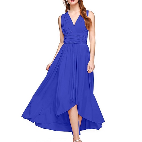 

Women's Party Dress Casual Dress Swing Dress Midi Dress Green Purple Royal Blue Sleeveless Pure Color Lace up Spring Summer V Neck Romantic Party Christmas 2022 S M L XL